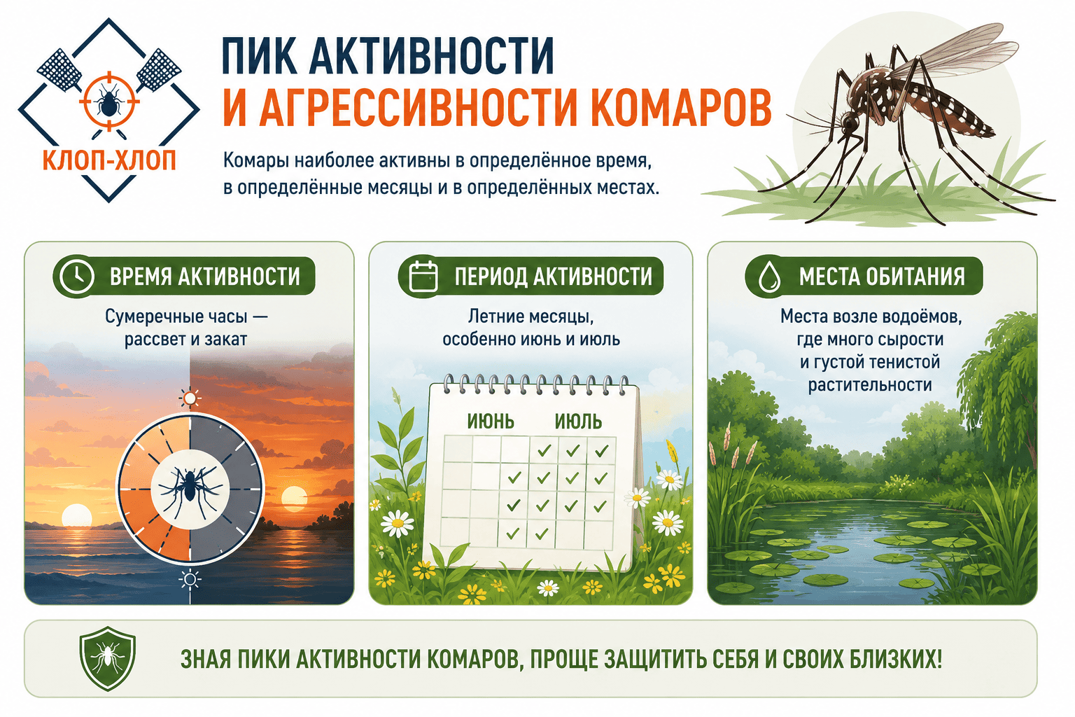 Где и когда комары наиболее активны и агрессивны комары